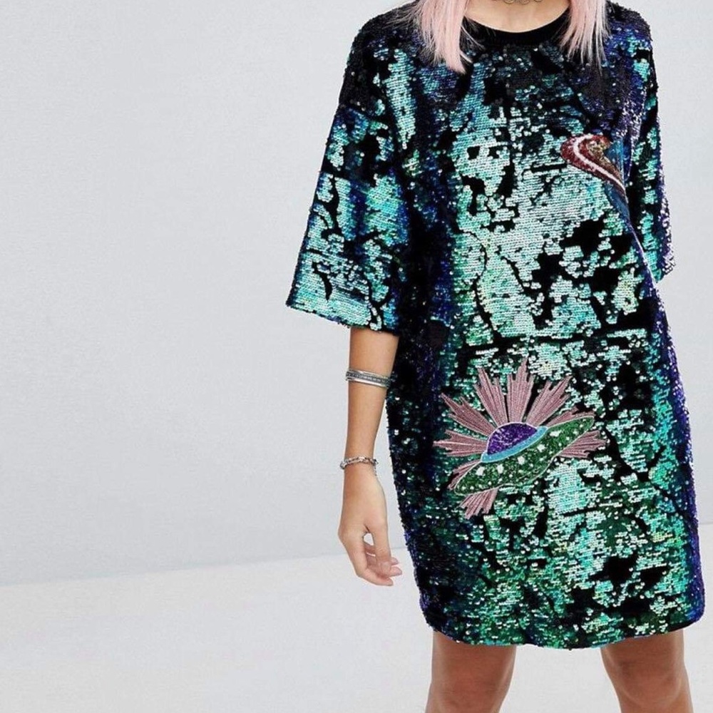 RAGYARD Sequin Alien Space Short Dress